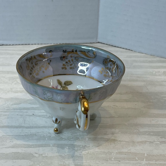 Vintage Royal Sealy China Cup & Saucer Light Blue & White, Rose Pattern Floral - Picture 13 of 16